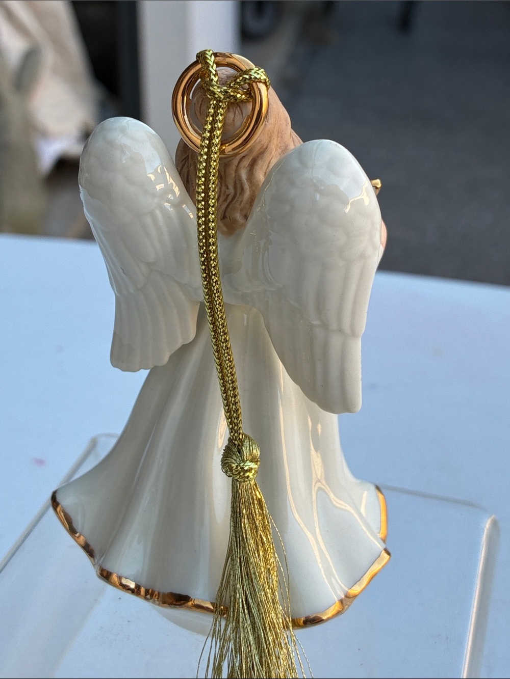 Lenox Porcelain Angel Figurine Holding Star - White with Gold Trim initial J - Picture 4 of 7